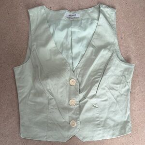 Madewell Light Green Buttoned Tank Top
